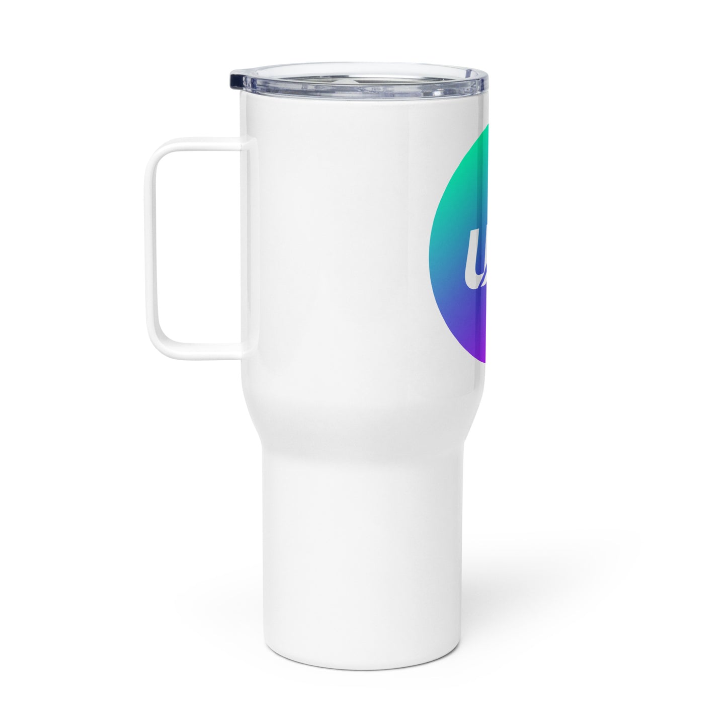 Travel mug with a handle